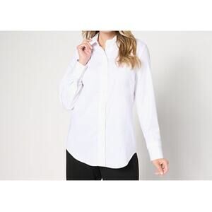 By Stacy London Size XS White Core Poplin Button Front Top Blouse A662035 NWOT